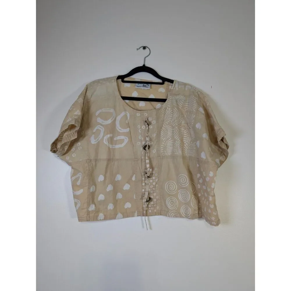 VTG Guana Inc 100% Cotton Patchwork Top & Wrap Skirt Set Boho Lagenlook Artwear - Picture 2 of 16